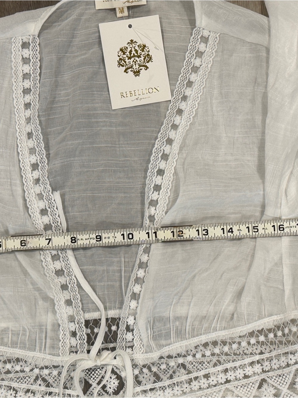White Sheet Embroidered Tie-Waist Duster or Bathing Suit Cover - Picture 5 of 10